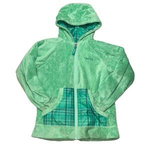 Girls Marmot reversible lite jacket fuzzy and windbreaker in Green. Sz M 7-8